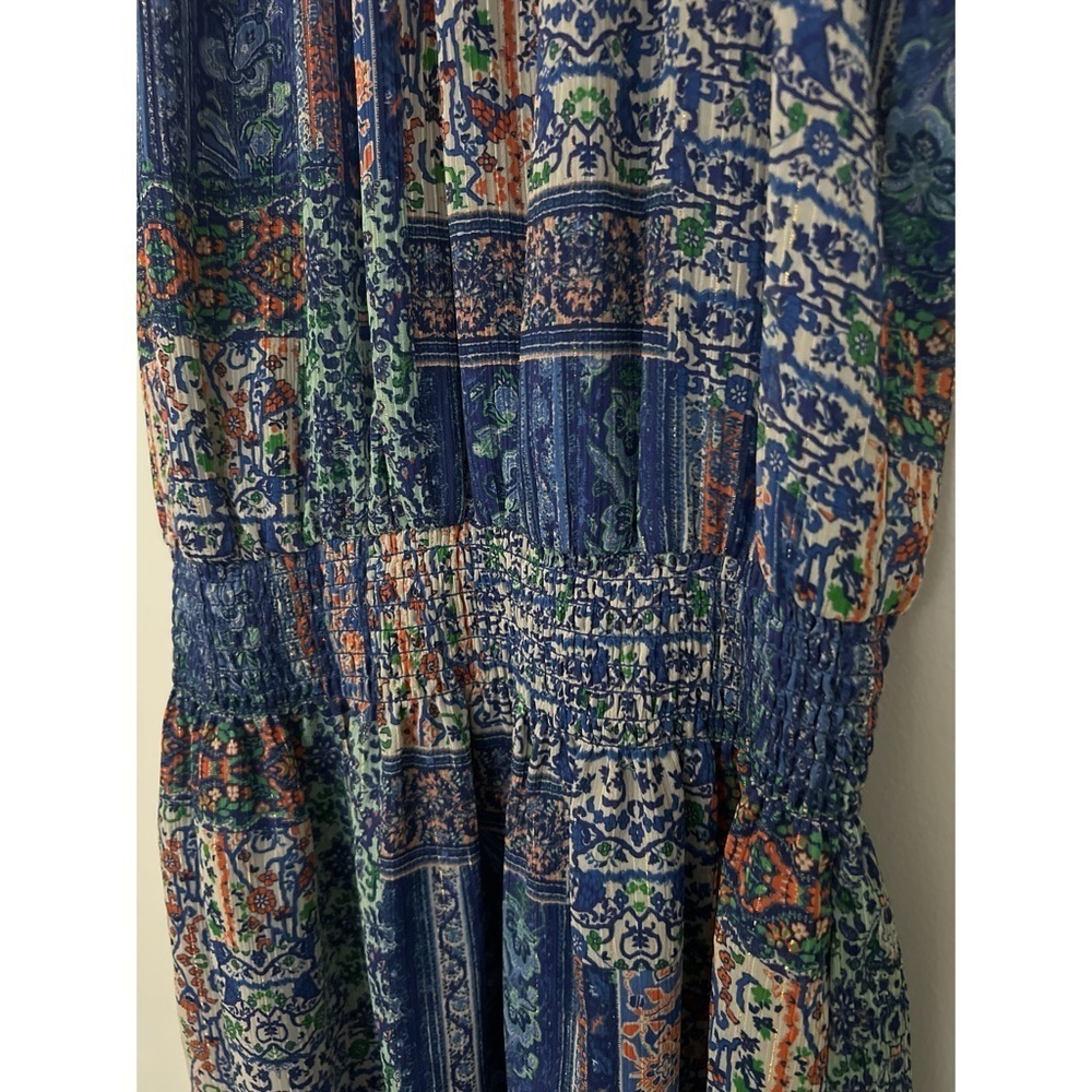 Ramy Brook Patchwork Printed Paris Dress Women’s Large Blue Sleeveless Mini - Picture 11 of 17